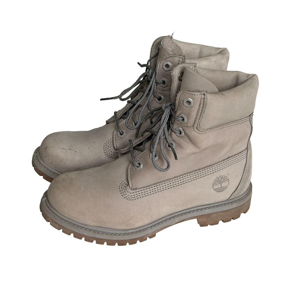 Timberland Women's Size 6 Premium 6" Work Boots Grey Leather Waterproof Ankle